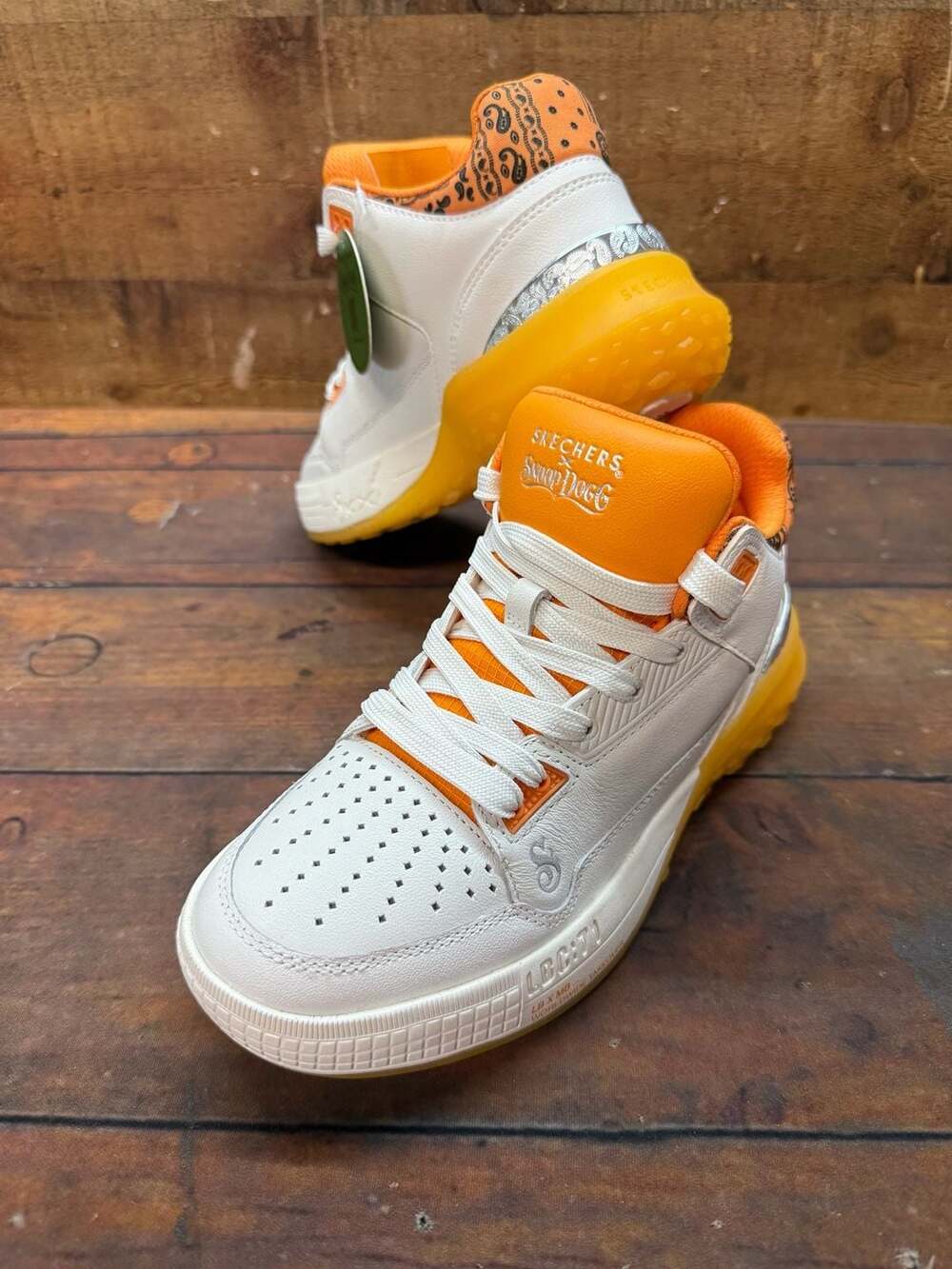 Skechers X Snoop Dogg Shoes Size 6 White Orange Lbc 71 Sneakers